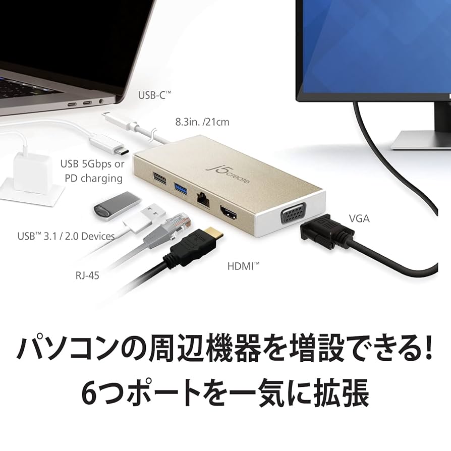 Amazon.co.jp: j5create USB-C パワーデリバリー USB 3.1 VGA